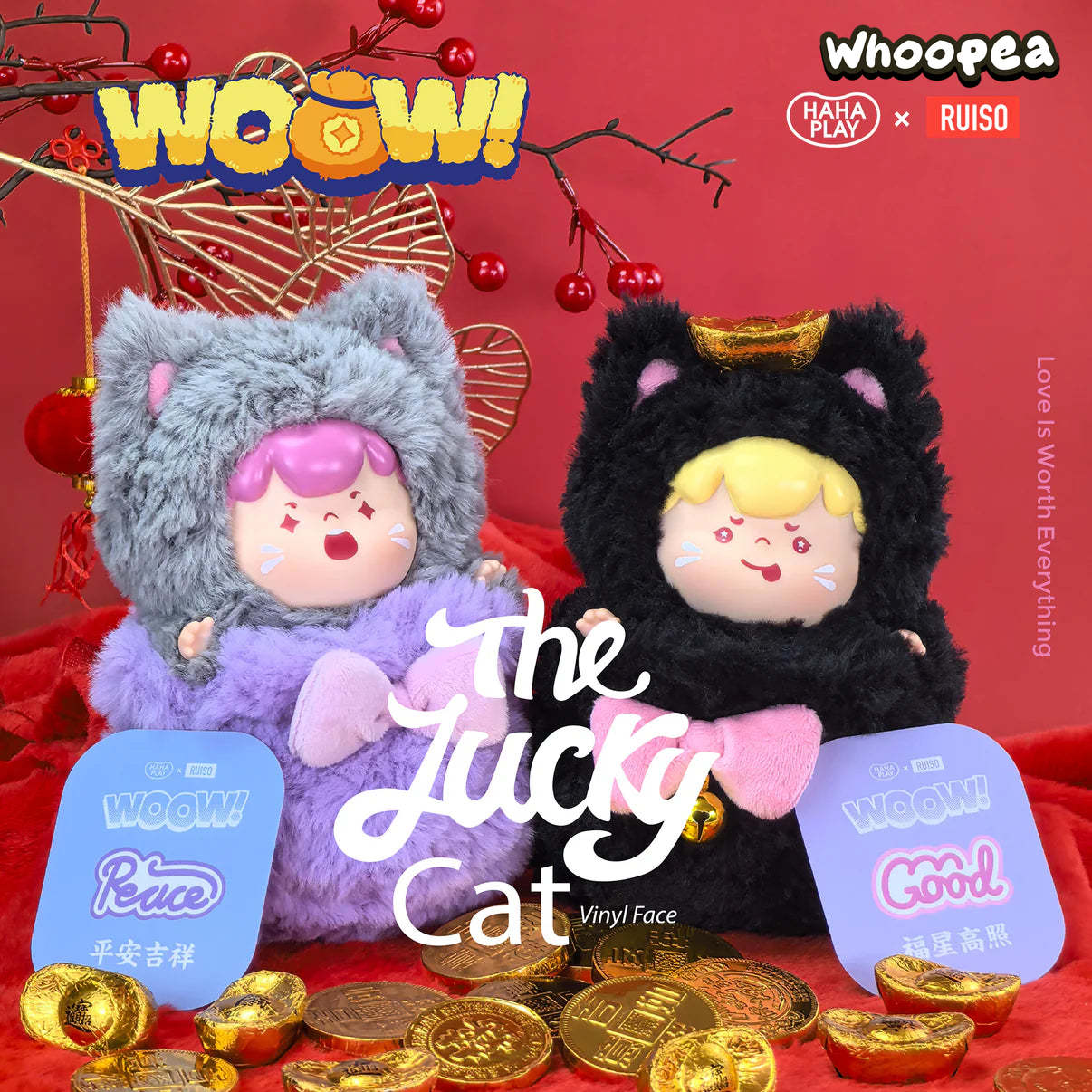 WOOW The Lucky Cat Series Vinyl Face Plush Dolls, Blind Box