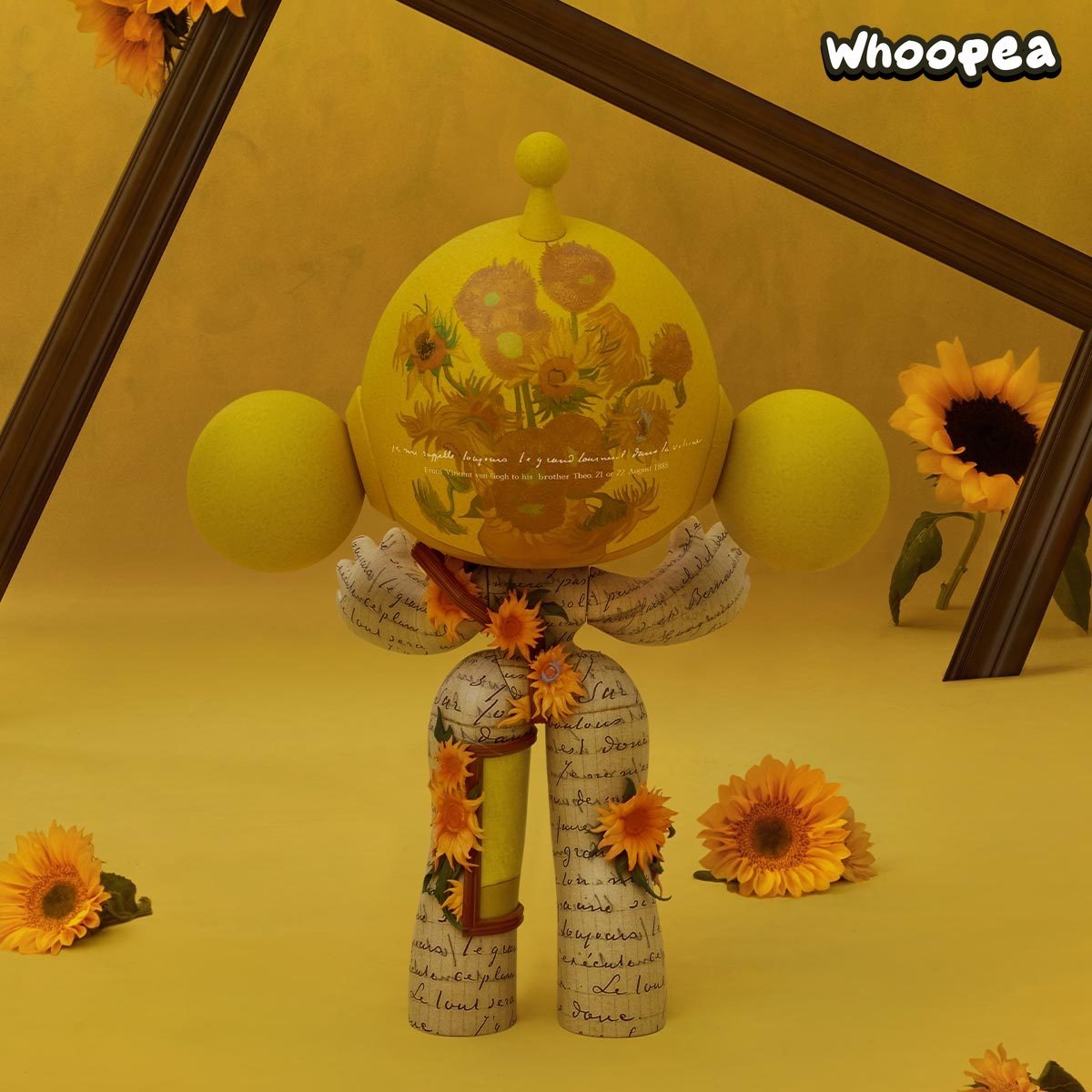 MEGA α SKULLPANDA 400 % und 1000 % Van-Gogh-Museums-Sonnenblumen