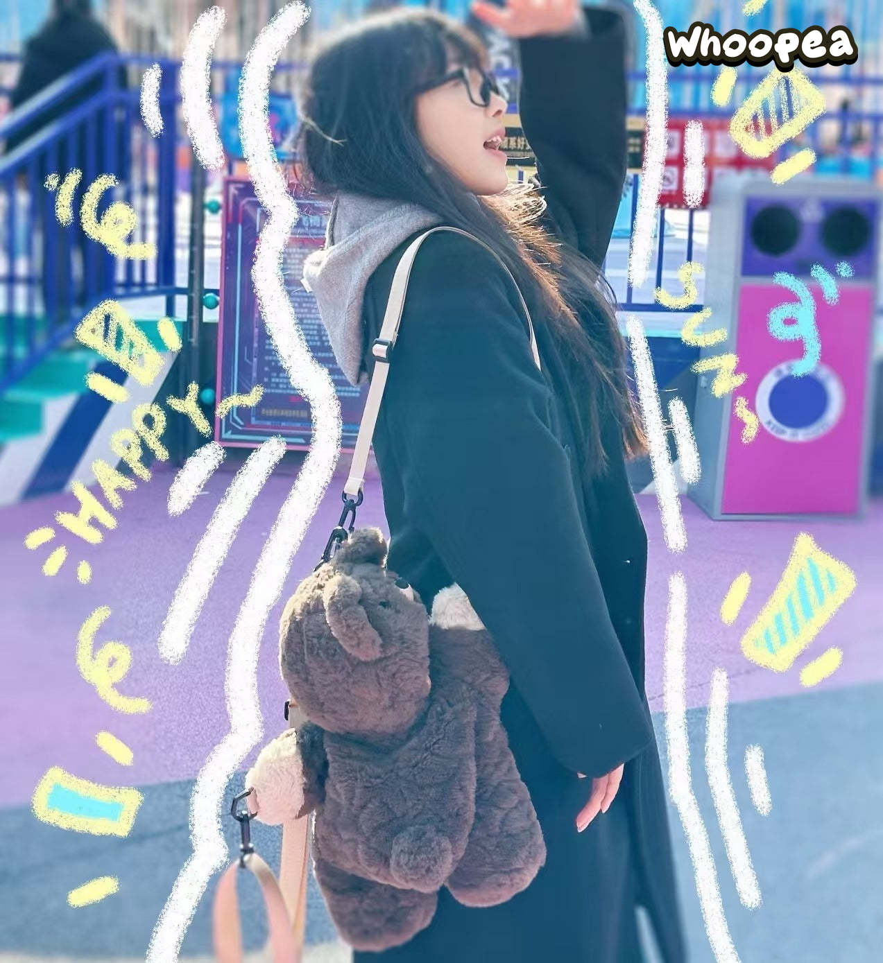 Baby Three Bear Hug Series Plush Crossbody Bag