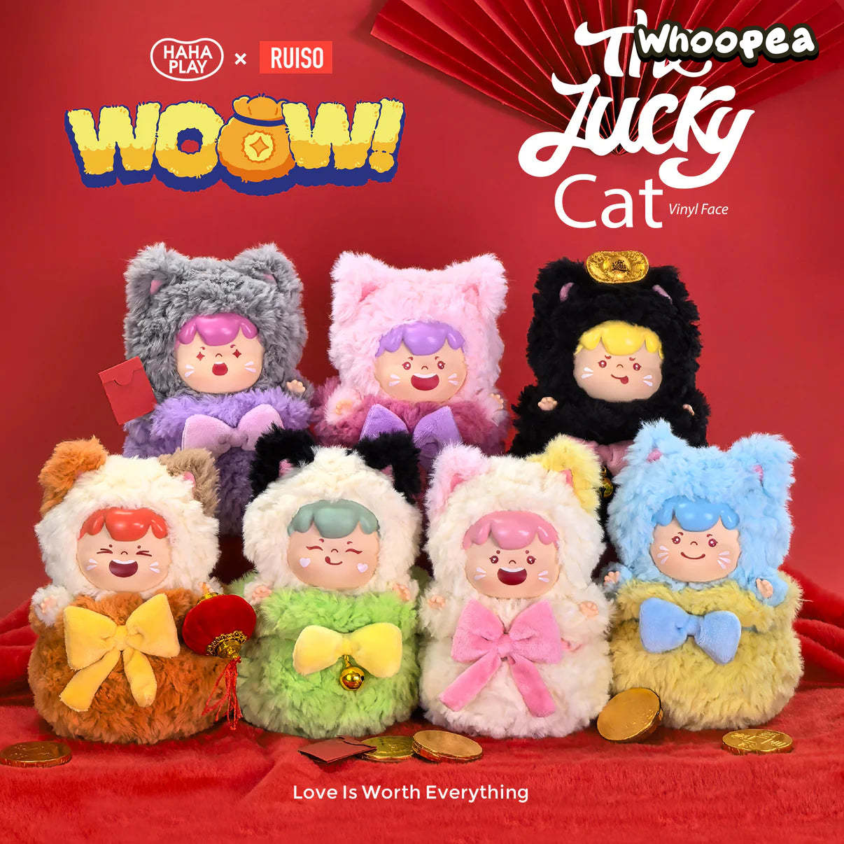 WOOW The Lucky Cat Series Vinyl Face Plush Dolls, Blind Box